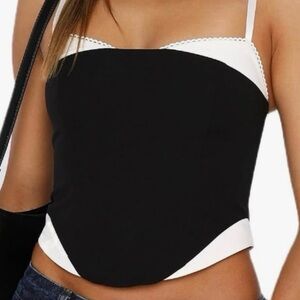 Black and White Spaghetti Strap crop Top